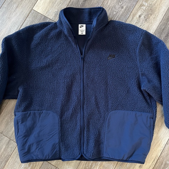 Nike Club Fleece Sherpa Winterized Navy Blue Full Zip Jacket Men’s Large - Picture 7 of 13